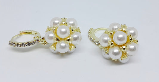 Faux pearl ball earrings