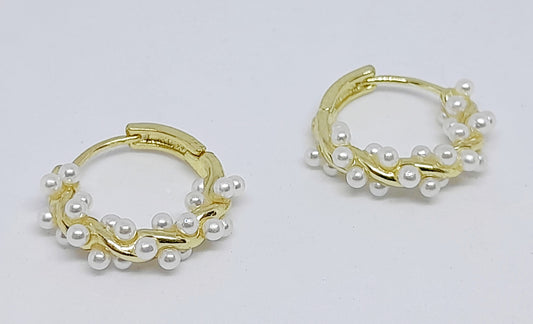 Faux pearl hoops