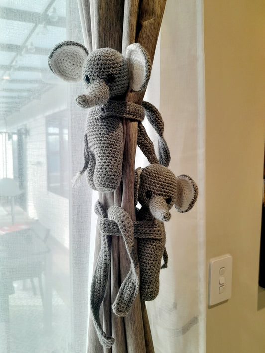 Elephant curtain tiebacks