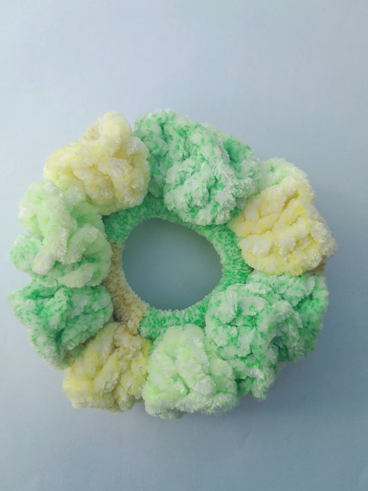 Velvet scrunchie - Green & yellow