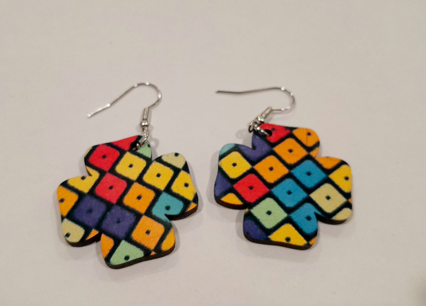 Colourful cross earrings