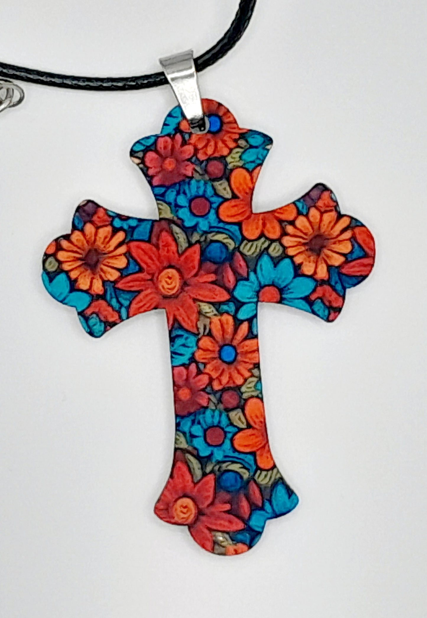 Flower cross necklace