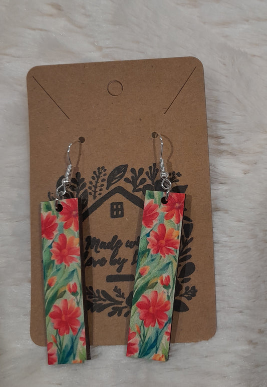 Red flowers earrings