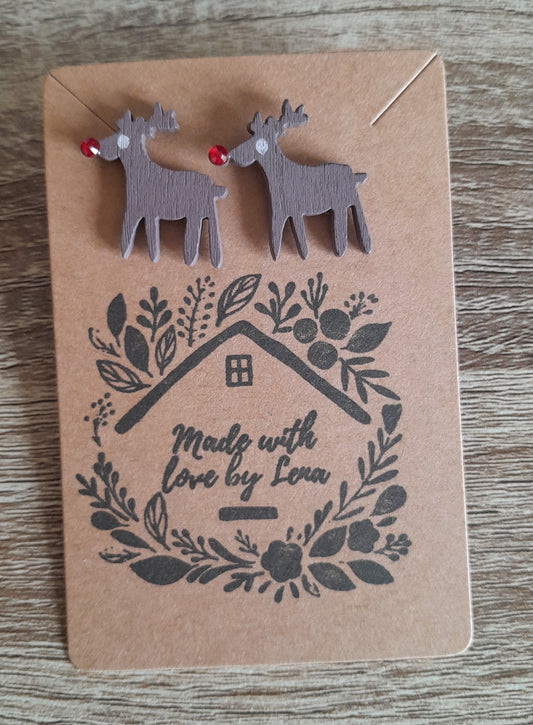 Rudolph the red nose reindeer earrings Studs