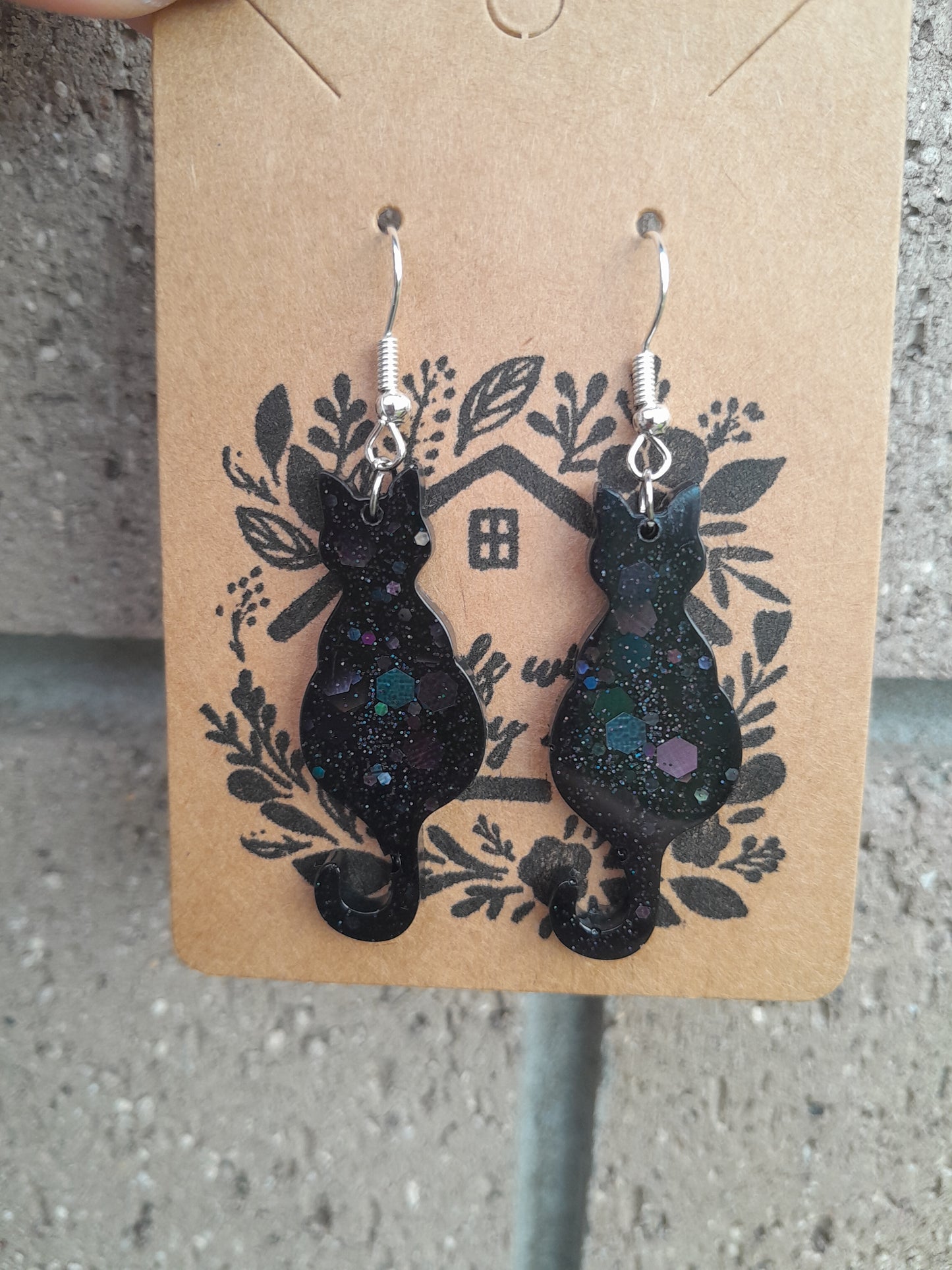 Glittery cat earrings