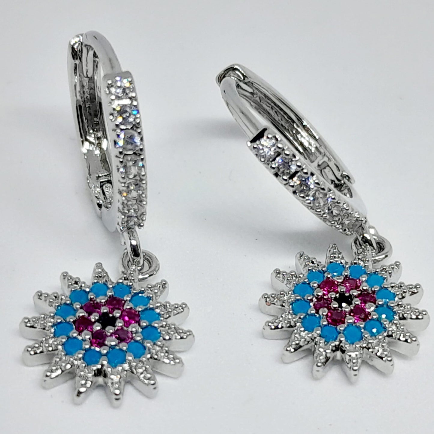 Red and blue earrings