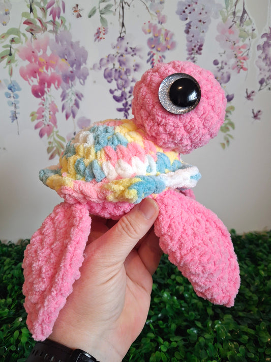Sea turtle - Pink/blue/white/yellow